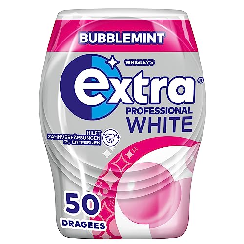 Extra - Extra Boîte de 50 dragées professionnelles White Bubblemint, chewing-gum sans sucre, pour une haleine fraîche