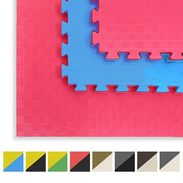 Artatami® Tatami Puzzle 1x1x20 mm Rojo - Azul Pack Ahorro【2 Unidades】Gimnasios - Fitness - Pilates - Yoga