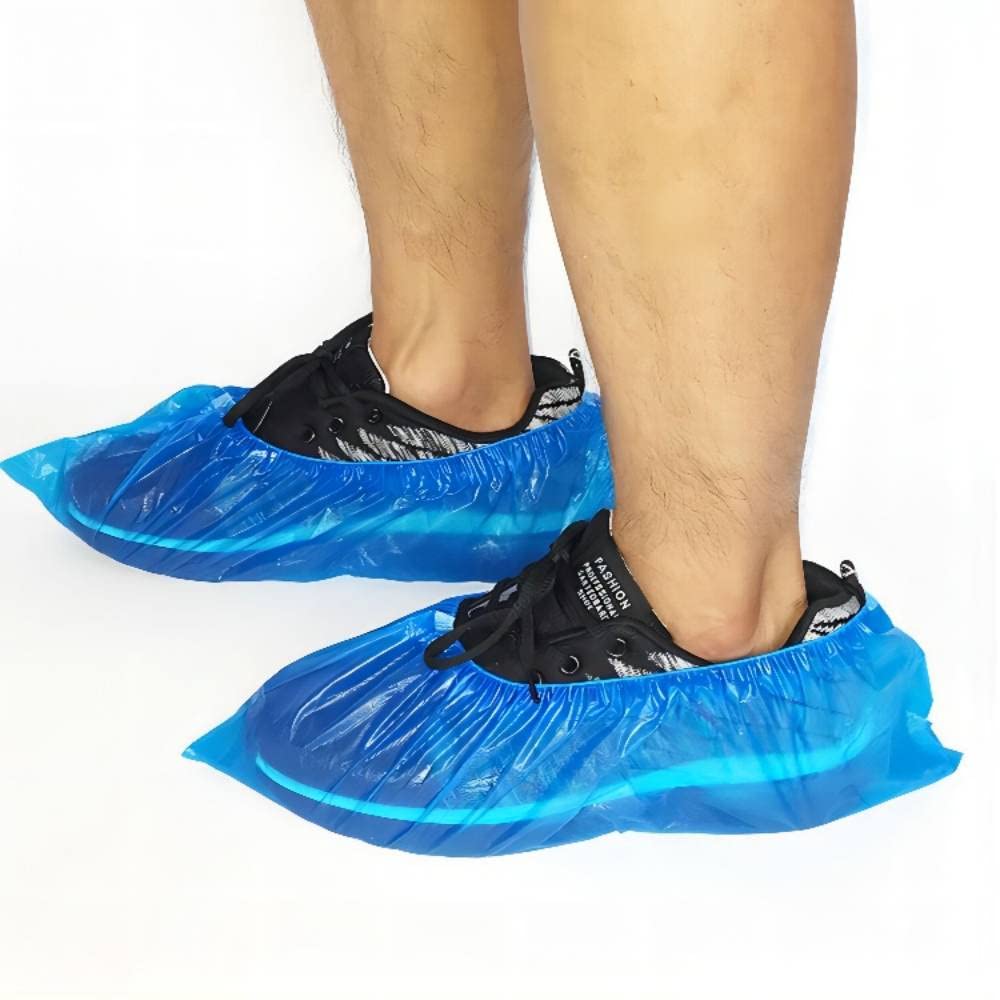 Copriscarpe, 300 Pezzi Copriscarpe Monouso, Overshoes Usa e Getta in PE, Monouso Copriscarpa Impermeabile Antiscivolo(150 Paia, Blu)