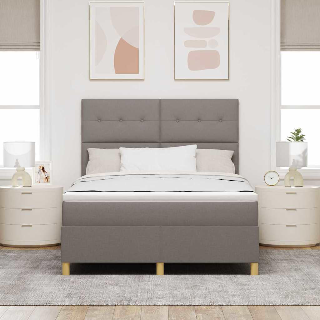 Łóżko z LED Ciemnoszary 140x200 cm | Łóżko z sprężyną LED Ciemnoszary 140 x 200 cm tkanina z regulowanym zagłówkiem i materacem do sypialni