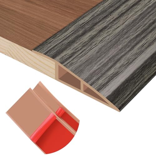 Floor Transition Strip Self Adhesive Vinyl Door Threshold for Doorways Carpet Edging Trim Overlap Edge Reducer for Laminate Floor, Carpet, Tile (Grayish Brown Wood Grain, 3/5" to 4/5", 10Ft) by Heonay - Used condition - US$33.29