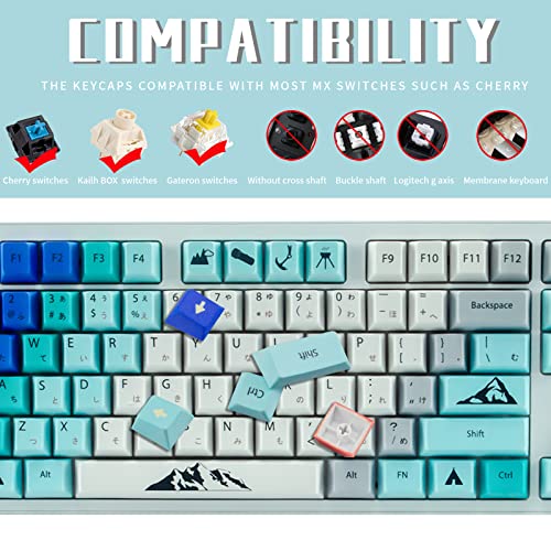 Keycaps, Pbt Keycap, Cherry Profile,104 Key Set For Mechanical Keyboard English (Us) Layout（Blue Climbing） #TOP5