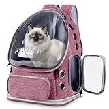 Cat Backpack Carrier with Bubble Window, Breathable & Foldable Pet Travel Carrier for Small Dogs and Cats, Airline-Approved for Hiking & Outdoor Use