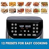 Kenmore 8 Quart Air Fryer - Aerogrill, Non-Stick Frying Basket, French Fry, Digital Touch Screen, 12 Presets, Freidora Eléctrica, Countertop Cooking Kitchen Appliance, Stainless Steel, Black