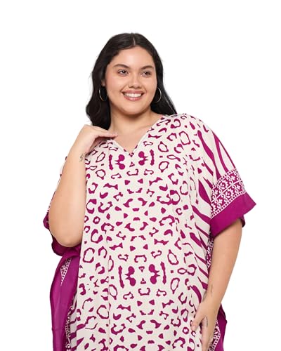 Image of Gypsie Blu Women Plus Size Kaftan Dress Beach Cover Up Maxi Dresses for Women, V-Neck Kimono Sleeve 1X-3X
