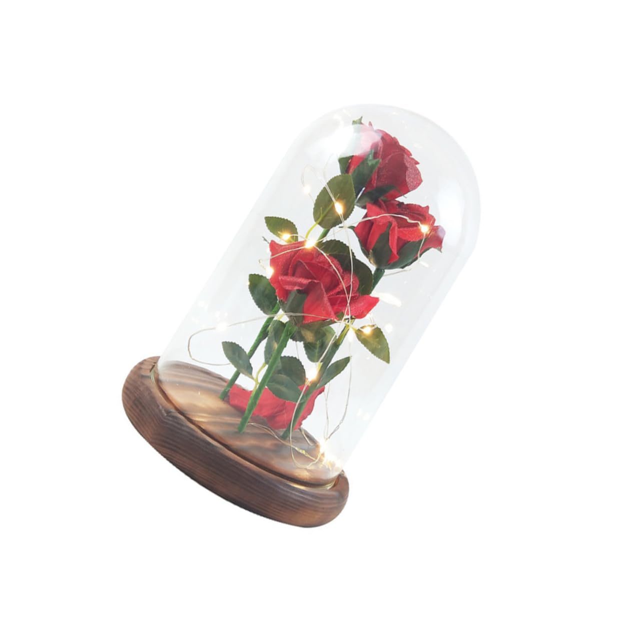 Fleur éternelle sous cloche lumineuse pour illuminer vos soirées romantiques