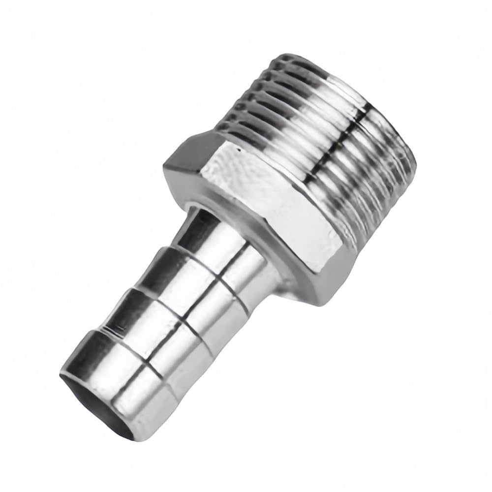 304 Stainless Steel Barbed Fitting, 304 Stainless Steel Male Thread Barbed Fitting Pagoda Joint Coupling, Multiple Sizes(12MM*1/4INCH)