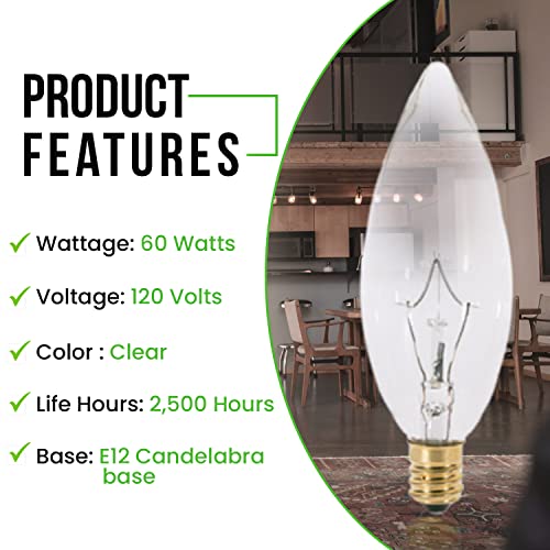 Bulbmaster Blunt Tip Decorative Candle Light Bulbs Ctc Chandelier Bulbs Torpedo Tip Incandescent Light Bulbs, E12 Candelabra Light Bulb Base, Soft White, Pack Of 12 (15W-Torpedo-12Pk) #TOP4