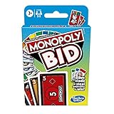 Hasbro Gaming, F1699 Monopoly Gebotsspiel, Schnellspiel-Kartenspiel für 4 Spieler, Spiel für Familien und Kinder ab 7 Jahren