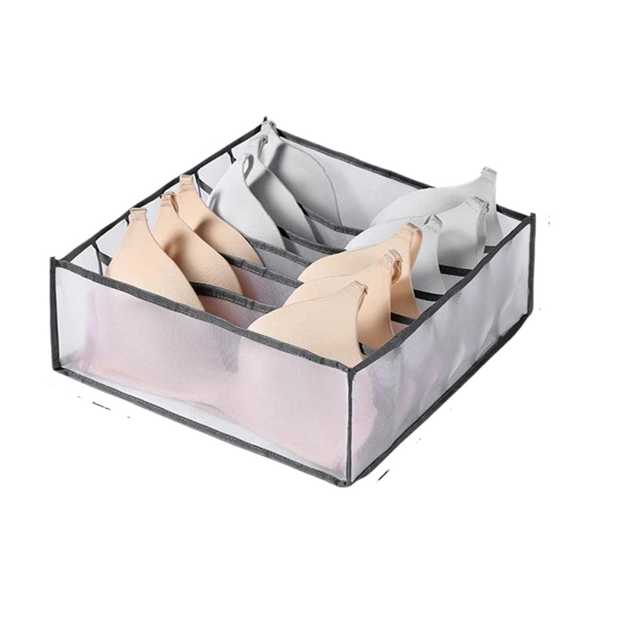 WYQXTY Wardrobe Socks Storage Organiser Underwear Sock Bra Pants Storage Box for Drawer Wardrobe Multiple Grids(Gray 6 grids)