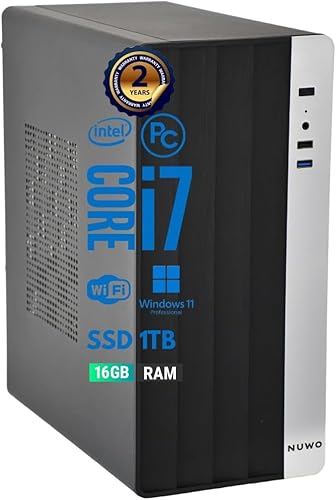 Pc Fisso i7 intel core Cpu fino a 4.00ghz, 16gb Ram, Ssd M.2 da 1TB, Wifi Incluso, Windows 11 Pro, Office 2019, Computer PC Desktop completo per ufficio,casa pronto all'uso