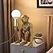 Jorunhe Bedside Table Lamp, Resin Monkey Table Lamp, Creative Desk Lamp Lighting Fixture for Living Room, Bedroom, Office, and College Dorm (Gold)