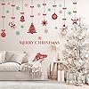 Merry Christmas Wall Decals Red Xmas Tree Snowflake Wall Stickers Removable Peel and Stick Art Murals for Bedroom Nursery Classroom Kids Room Christmas Party Decoration (Red) #3