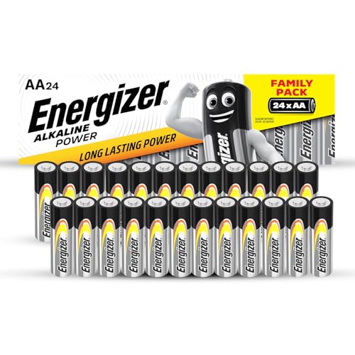Energizer Alkaline Power AA Batteries, 24 Pack - High Performance Batteries 1.5 V - Battery for Home and Office - 100% Plastic-Free Recyclable Packaging - 7 Years Shelf Life [Amazon Exclusive]