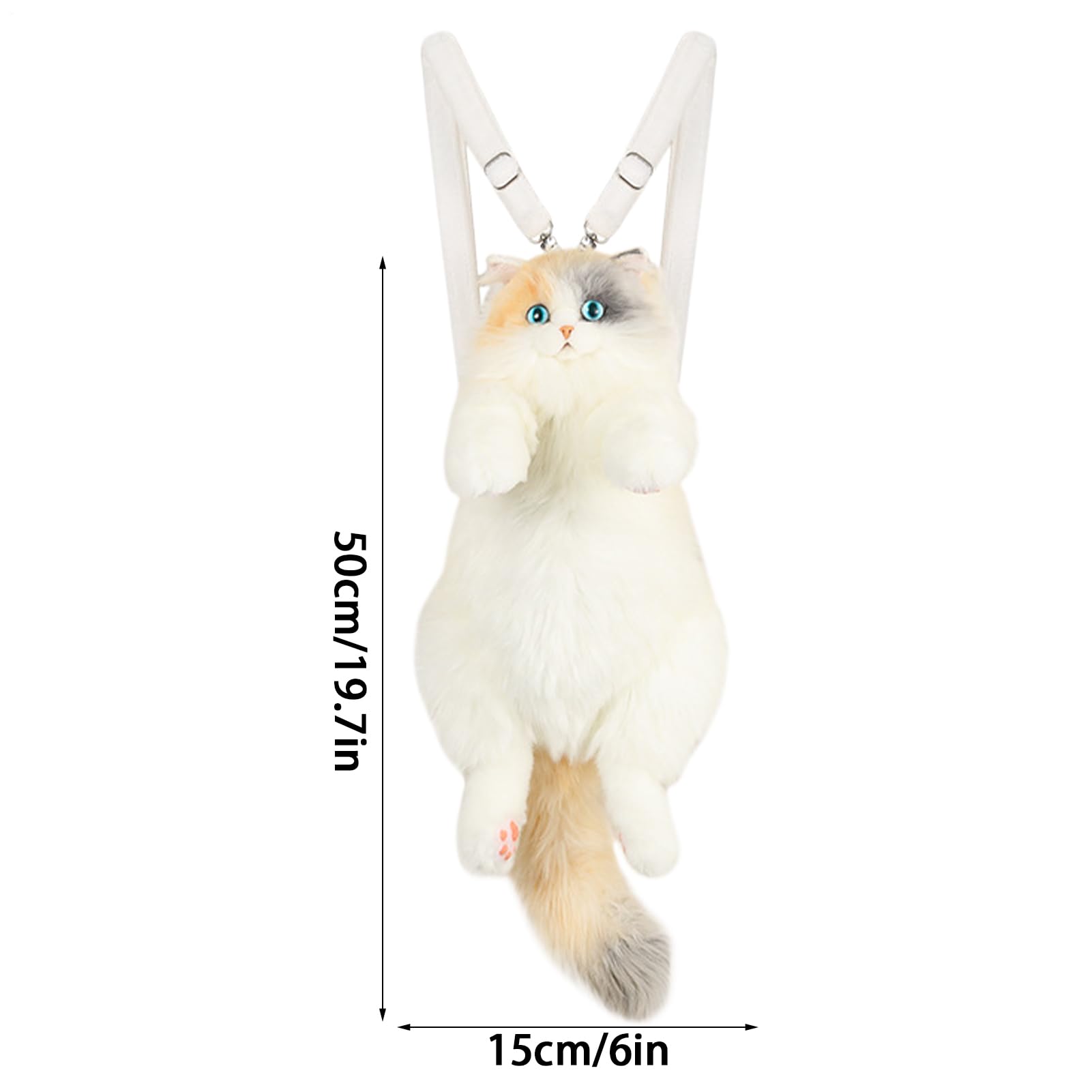 Mochila De Gato Simulado Peluche Forma Artesanal Gatito Calicó Hecho A Mano | Mochila De Peluche Animal Con Forma De Gato Para El Día A Día, Amigas, Mujeres, Niñas, Adultos, Niños, Compras Y Viaje