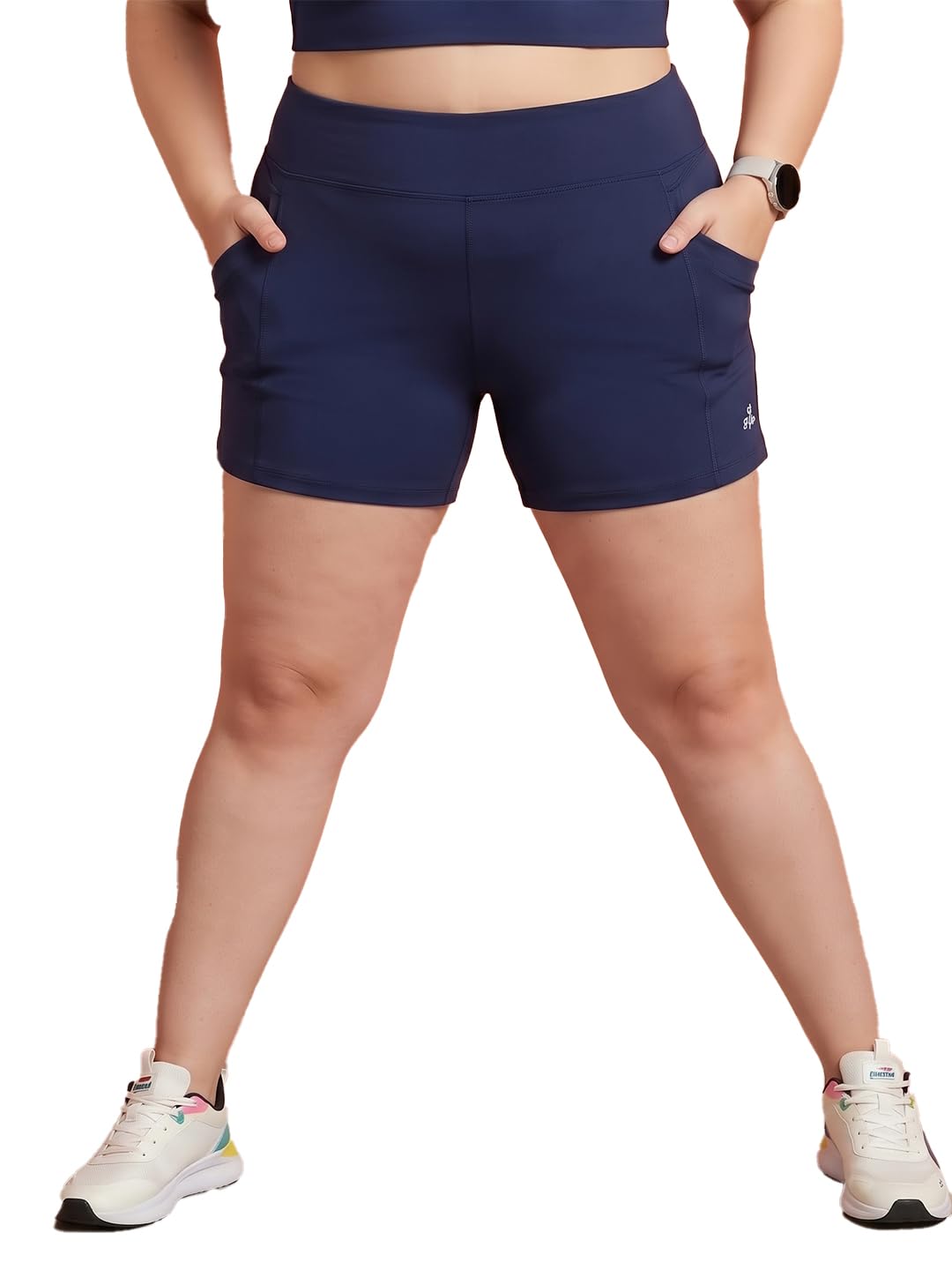 unimax Women's Plus Size Classic Navy Cotton Casual Shorts-picture-37
