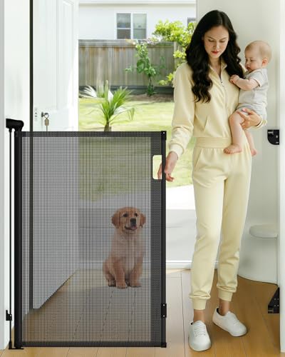 Retractable Baby Gate 55 Wide One-Hand Operation