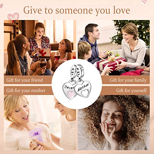 Annmors Jewelry Mom Daughter Dangle Charm 925 Sterling Silver For European Woman Girl Beads Gifts For Women Bracelet&Necklace T256 #TOP5