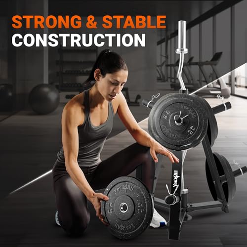 image for Yes4All Weight Rack, 1 & 2-Inch Plate Bumper Plate Rack, 350 lbs Capac