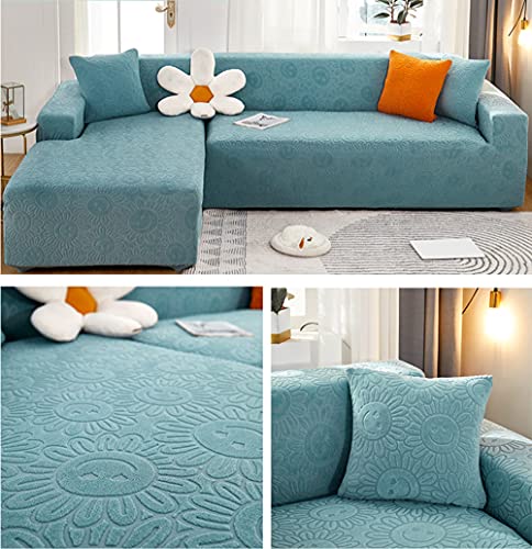 Housse canapé d'angle velours bleu pour salon chaleureux - 3