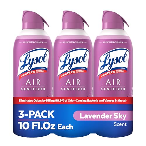 Image of Lysol Air Sanitizer with Bacterial Odor Eliminator for Home & Office, Air Freshener Alternative, Simple Fresh Scent, 10 oz (Pack of 3)
