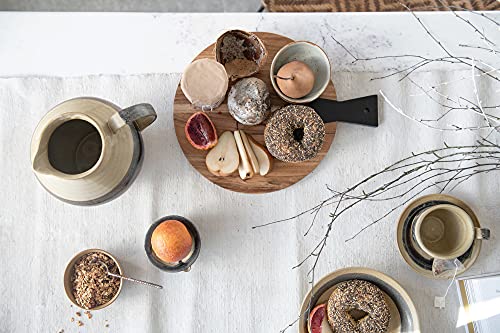 Creative Co-Op S/2 Stoneware Cup W Saucer Mug Set, 6.25", Brown & Black #TOP7