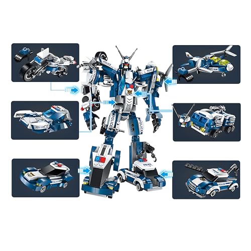 Image of SKY LINE OCEAN 6-in-1 Robot Toy Building Block Set Toys | Steam Kit for Kids | Build Robots & Mecha Warriors (577+ Pcs) | Birthday Gift for Boys & Girls || 5 Year Structural Warranty