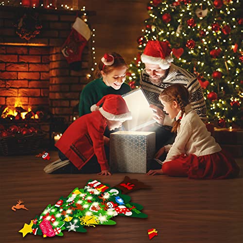 Miniatura 5 de Árbol De Navidad De Fieltro, Keehom Árbol De Navidad De Pared Con 34 Piezas Ornamentos Desmontables Y Cadena De Luz Led, Decoración Navideña Y Adorno Ideal Para Hogar Interior Exterior
