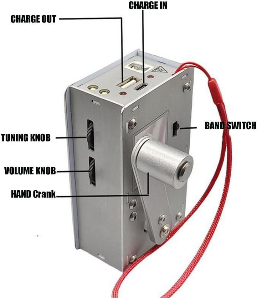 Portable High Power Hand Crank Generator 1000Mah Mini Emergency Power Supply Equipped with LED Lighting for Outdoor Camping, Hiking, Emergency Charging