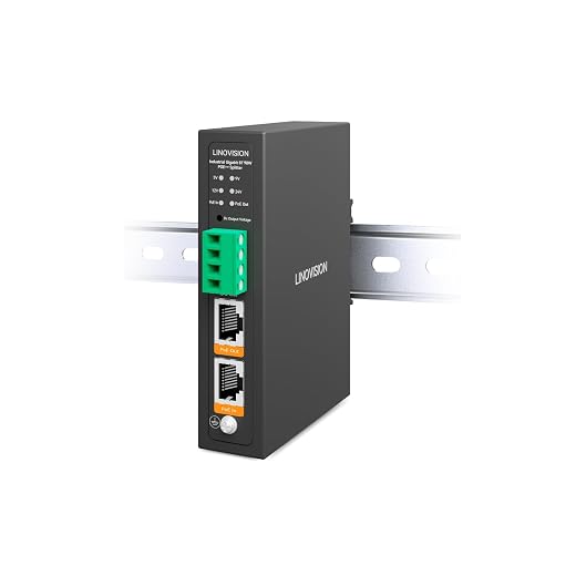 LINOVISION Industrial Gigabit 90W PoE ++ Splitter con IEEE802.3bt PoE y DC 5/9/12/24V de Salida, Montaje en Carril DIN, IEEE802.3bt PoE a PoE y Fuente de alimentación de CC para cámaras PTZ