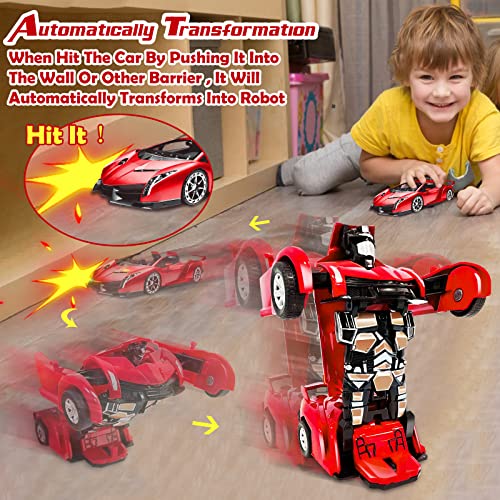 Amenon 3 Pack Transform Toys Robot Car Toys For Boys, 1:36 Automatic Deformation Push And Go Car Vehicle Toy Race Car For Kids Birthday Gifts #TOP2