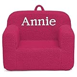Delta Children Personalized Sherpa Cozee Chair - Customize with Name – Foam Kids Chair for Ages 18 Months and Up, Hot Pink