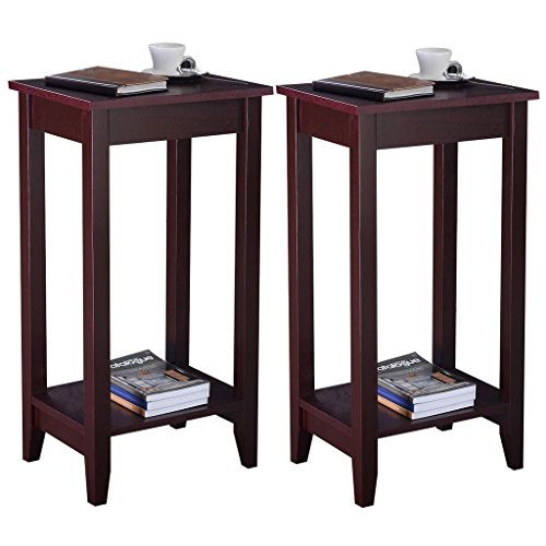 Chsgjy Set Of 2 Tall End Table Coffee Stand Night Side Accent Furniture Brown Home Decor #TOP1