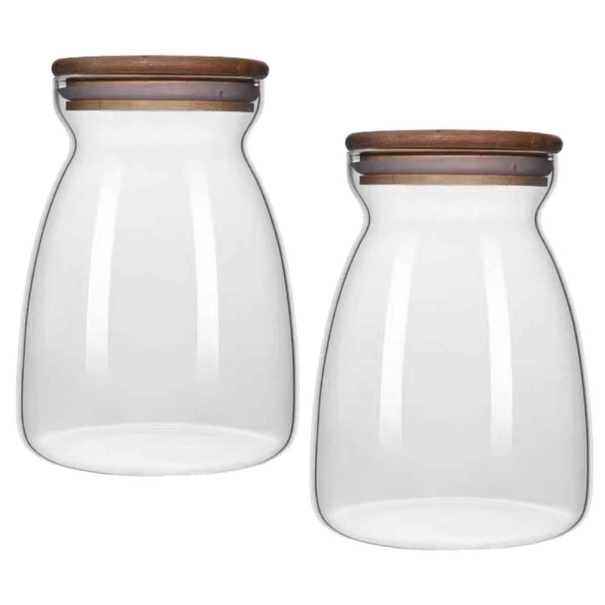 CLISPEED Frascos de Vidrio Tapa Hermética para Almacenamiento de Alimentos Tarros Transparentes Set de 2 Piezas para Snacks y Nueces Secas para Uso Doméstico