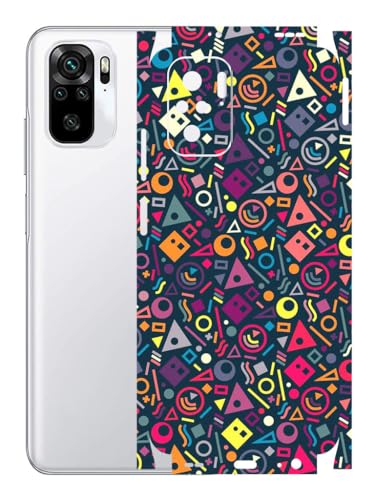 Image of AtOdds - Mobile Back Skin Sticker Wrap Compatible with Redmi Note 10 (Coverage - Back+Camera+Sides) (Shapes Graffiti)
