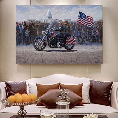Liijpgg Jon Mcnaughton Maga Ride Donald Trump Motorcycle Poster Decorative Painting Canvas Wall Art Living Room Posters Bedroom Painting 24X36Inch(60X90Cm) #TOP6