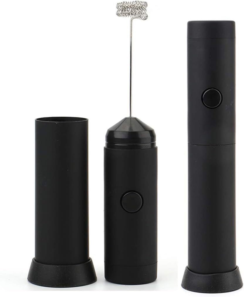 Lawei Milk Frother Coffee Frother Handheld Electric Whisk Battery Operated Stainless Steel Whisk for Coffee Latte Cappuccino Hot Chocolate Cappuccino, Black