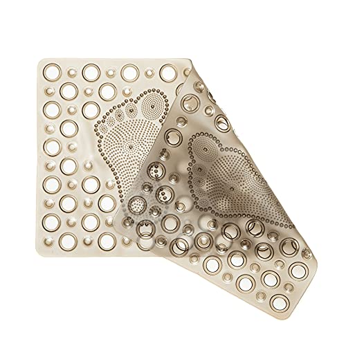 Tapete Antiderrapante Para Box Banheiro 66 x 37 cm em PVC Base com Ventosas Pezinhos Segurança (Cinz