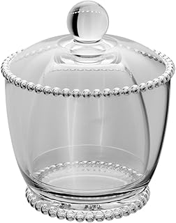 WOLFF - Crystal French Butter Crock for Fresh and Spreadable Butter - Beaded Butter Dish with water-tight Sealed Lid - Clear Butter Holder for Countertop with Cover