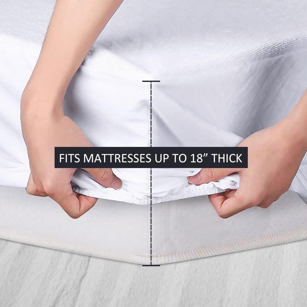 FGZ Queen Size Mattress Protector Waterproof,Premium Terry Mattress Cover Fitted Style with Deep Pockets