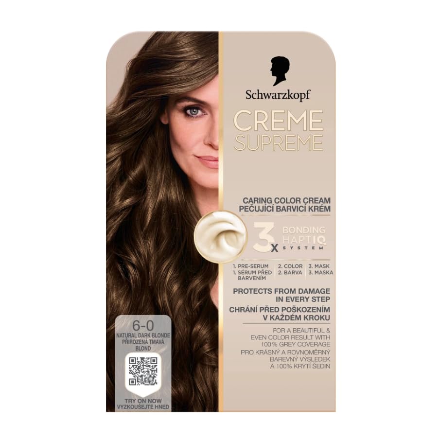 Schwarzkopf CREME SUPREME 6-0 natural dark blonde nourishing cream color, Pack of 1