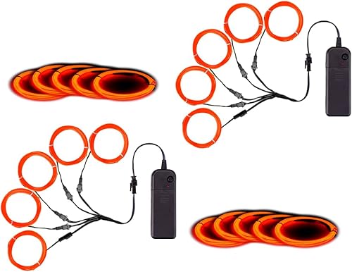 Miniatura 29 de MaxLax - Cable EL de neón rojo brillante, cable de luces de neón con reducción de ruido de 1.5 metros, cable electroluminiscente para Halloween