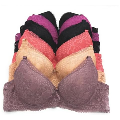 Iheyi 6 Pieces Women's Wired Basic Plain Regular Padding Everyday Bra 36C Cover