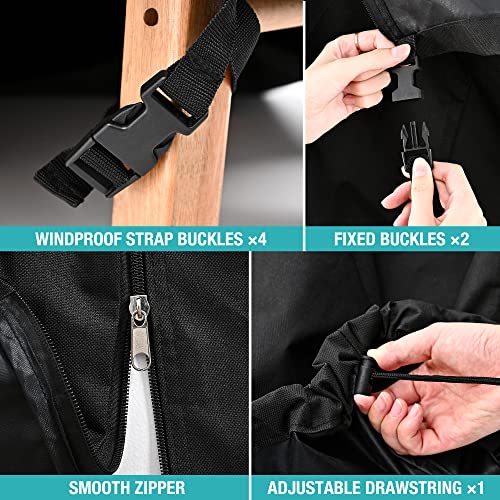 Pamapic Outdoor Patio Swing Cover For 2/3 Seat Porch Swing, 600D Oxford Cloth, Made Of Pvc Coated, Waterproof, Dustproof, Windproof, Suitable For Garden, Yard, Balcony, Porch,47"D X 70"W X 61"H(Black) #TOP5