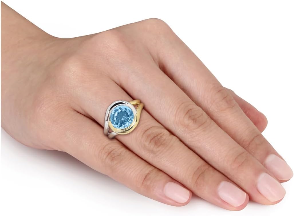 4.50 Carat (ctw) Blue Topaz Ring in Two Tone Sterling Silver