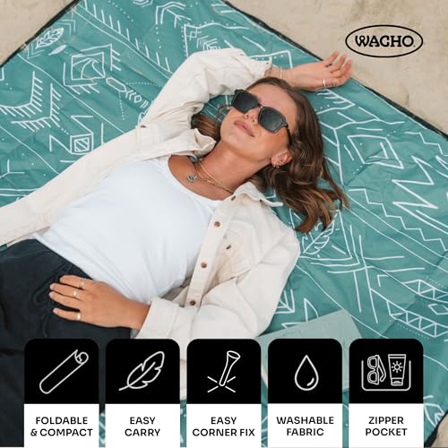 Wacho Picnic Blanket Waterproof Sandproof β Beach Blanket Sand Free Mat, Large Outdoor Mat for Camping, Beach & Travel, Foldable Picnic Mat with Carry Bag, Eco-Friendly Recycled Fabric Gingham by Wacho - Used condition - Image 3