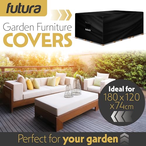 Futura Premium Rectangular Garden Furniture Covers Waterproof 180x120x74cm, Heavy Duty 600D Oxford Fabric Outdoor Table - Image 2