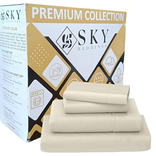 SKY BEDDINGS 100% Cotton Queen Sheets - 400 Thread...