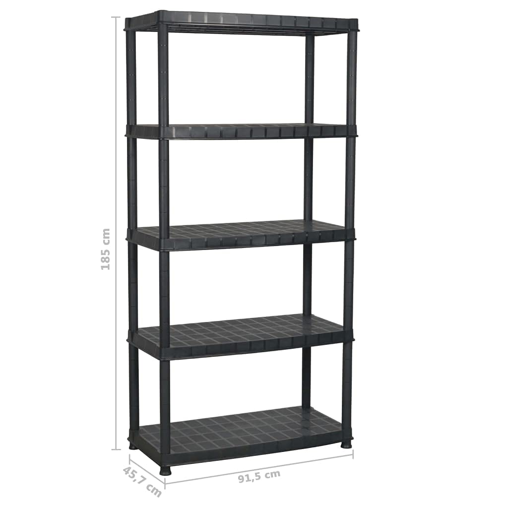 Générique Étagère de Rangement à 5 Niveaux Noir 91,5x45,7x185cm Plastique,Entreprise & Industrie,Stockage Industriel,Étagères industrielles,Noir,9.5 KG,147686