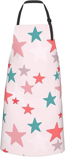 Miniatura 6 de Delantales para mujer con bolsillos, delantal de chef ajustable, correa para el cuello, delantal de cocina